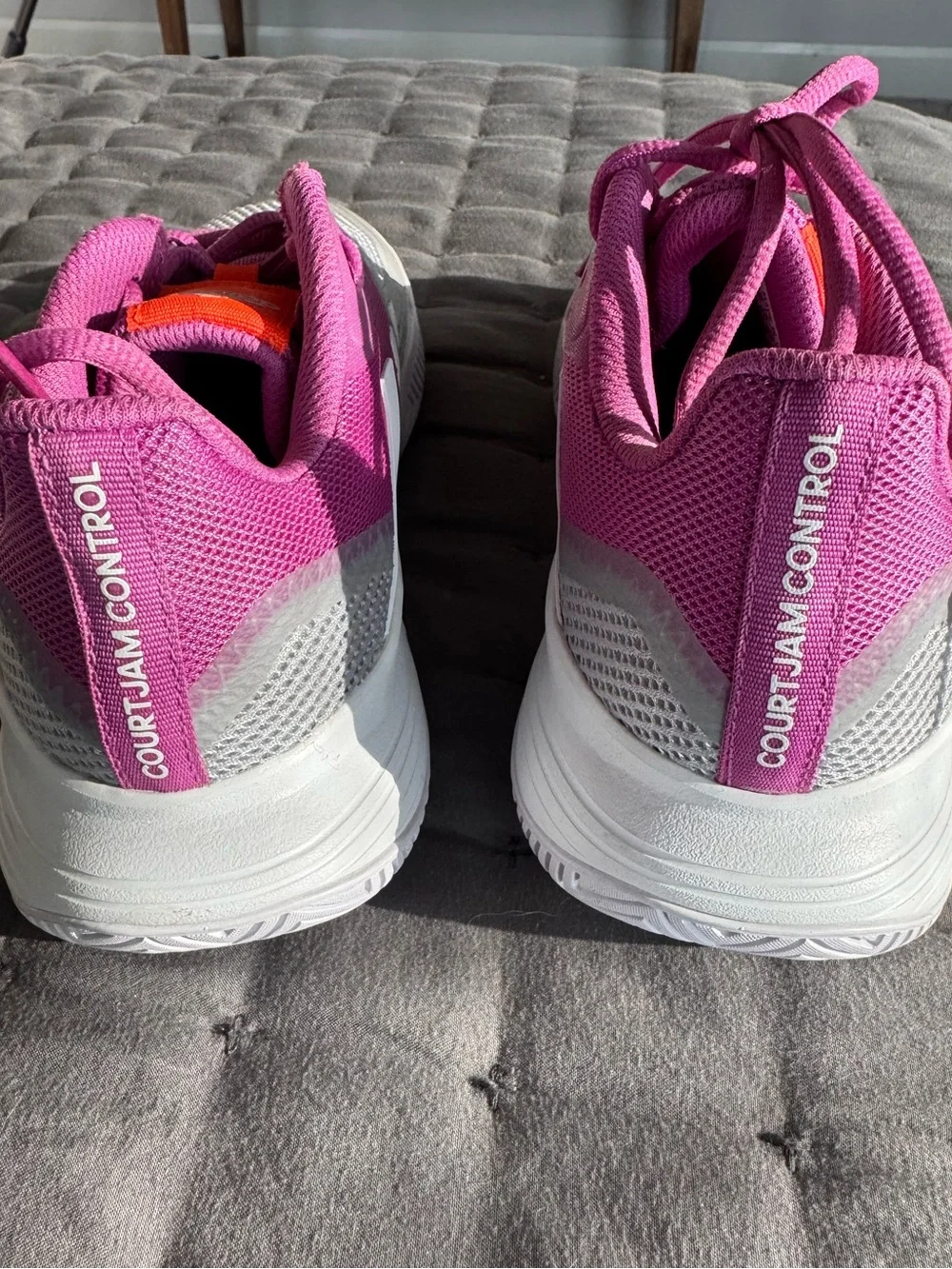 adidas Women's Pink, White & Orange Hard Court Tennis Shoes